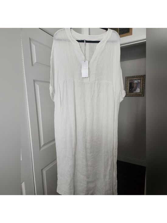 colorine paris Dresses & Skirts - NWT Pure White Linen Dress made in Italy